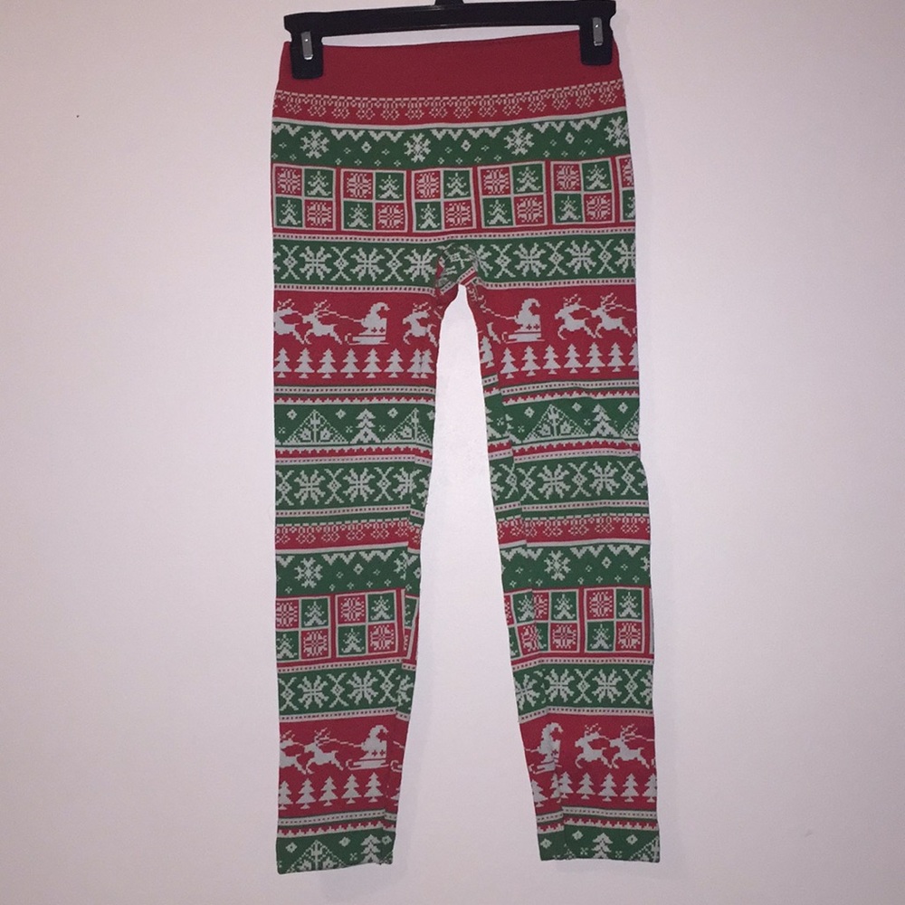Girls Fleece Lined Christmas Leggings
